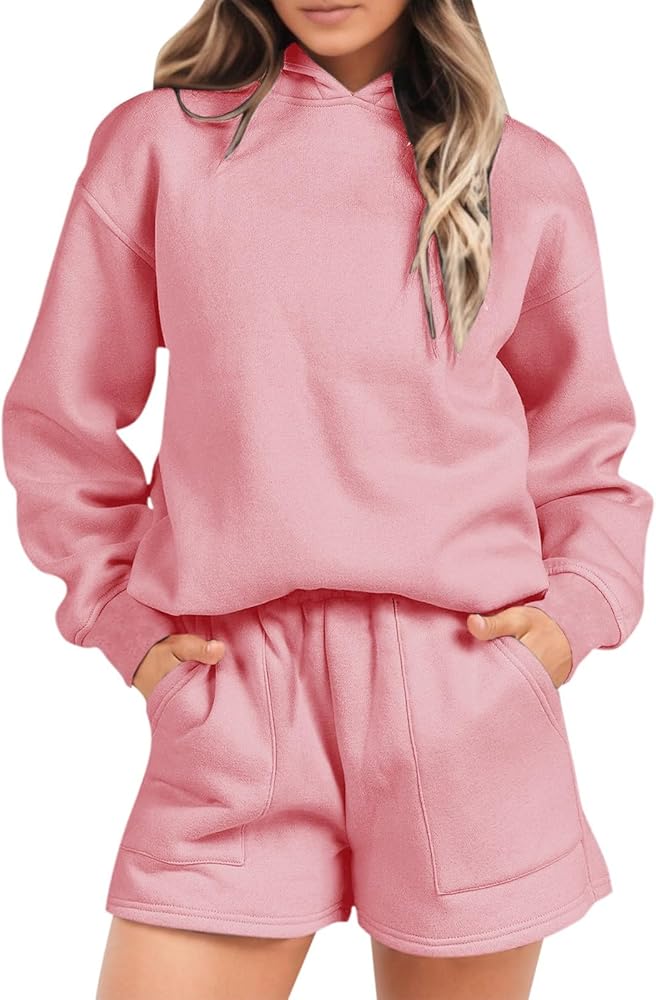 Women 2 Piece Outfits Sweatsuit Oversized Sweatshirt & Lounge Shorts 2023 Fall Fashion Cozy Tacksuit Matching Sets