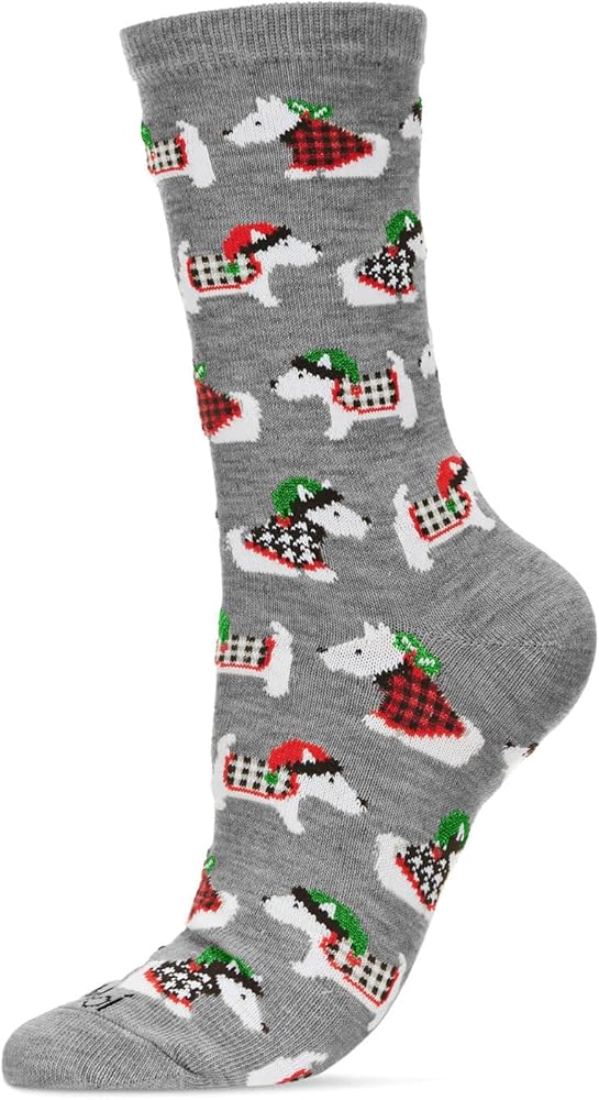 MeMoi Women's Blanket Dogs Holiday Crew Socks