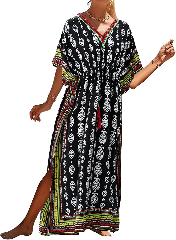 Bsubseach Kaftan Cover Up for Swimwear Women Bathing Suit Cover Ups Loose Beach Caftan Dress Swimsuit Coverup