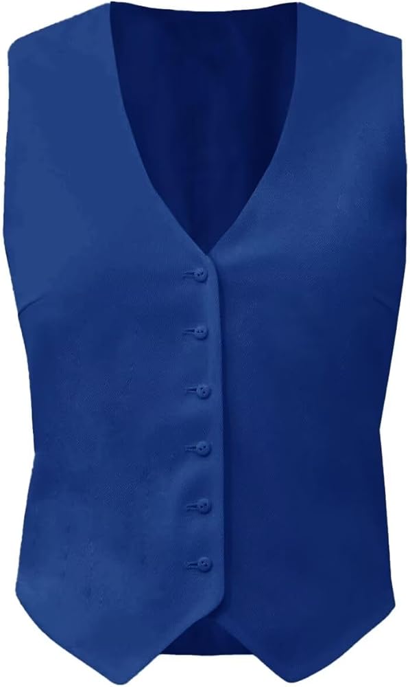 Women's Waistcoat Slim Fit Button V-Neck Vests Dressy Sleeveless Jacket