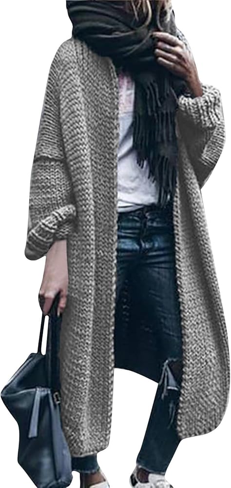 Women's Winter Coats 2023 Coat Autumn And Solid Color Loose Knit Sweater Mid-Length Coat Sweater, S-5XL