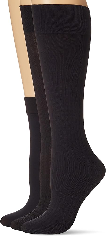 HUE Cable/rib/opaque Assorted Knee Hi Socks, 4 Pair Pack Sockshosiery