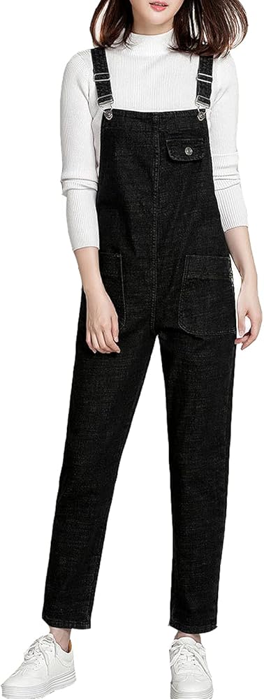 COWOKA Women's Casual Loose Denim Bib Strap Overalls Jumpsuits Harem Romper Pants