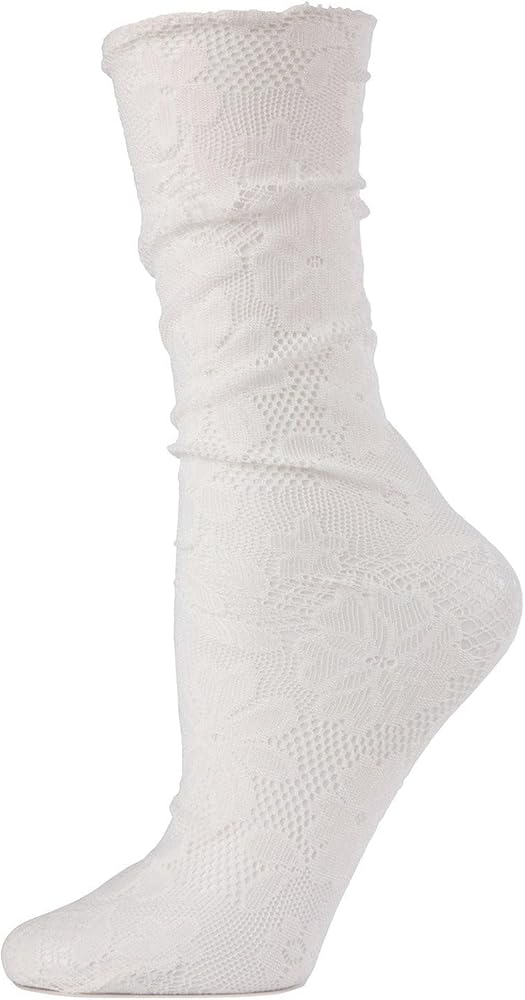 MeMoi Women's Allure Lace Floral Slouch Socks