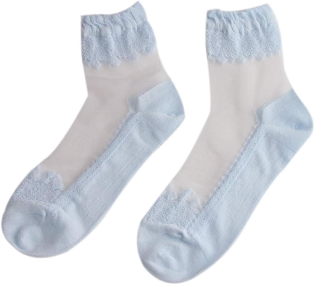 Ultrathin Transparent Lace Elastic Short Socks for Women