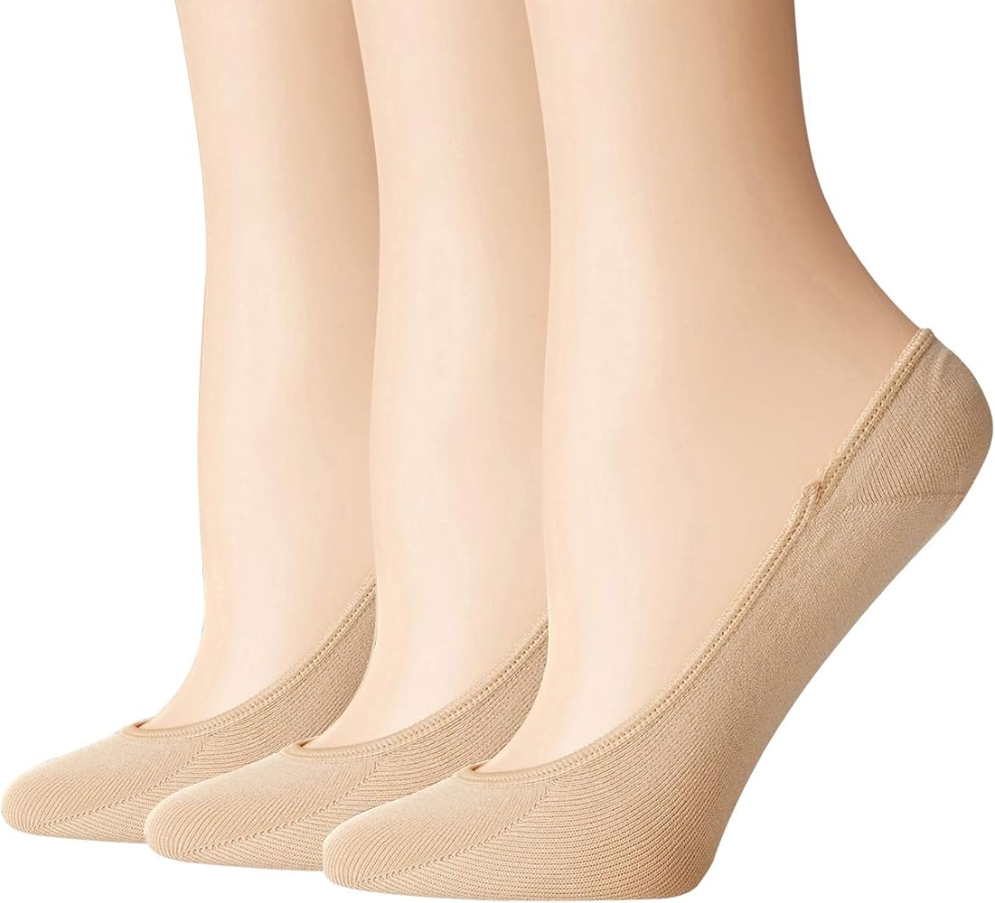 3 Pair No Show Socks Women Nylon Ultra Low Cut Non-Slip Thin Liner Socks Hidden Hidden Socks For Flat