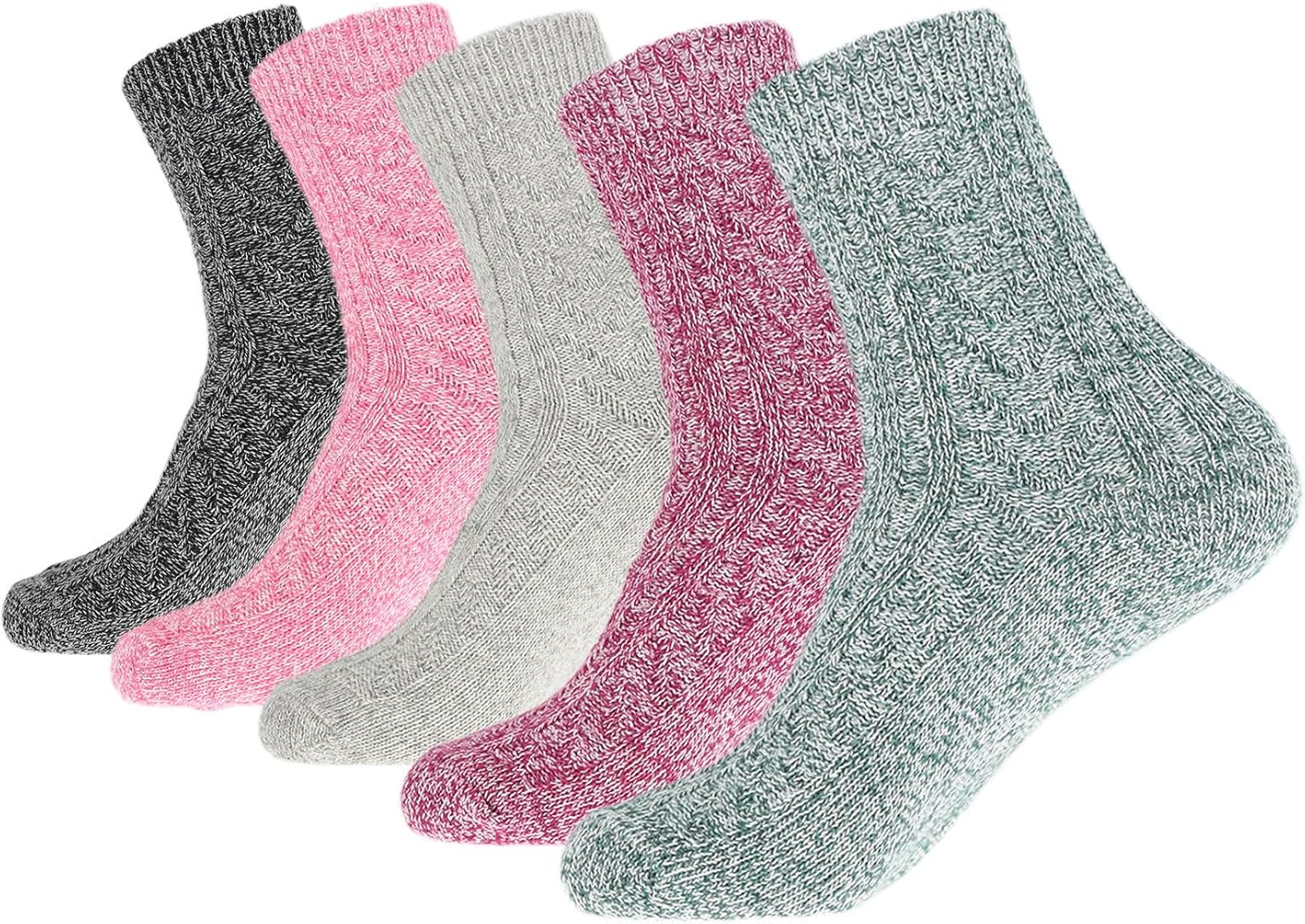 5 Pairs Women's Wool Socks Soft Warm Socks Warm Wool Cotton Socks Thick Knit Vintage Casual Socks Cozy Winter Socks