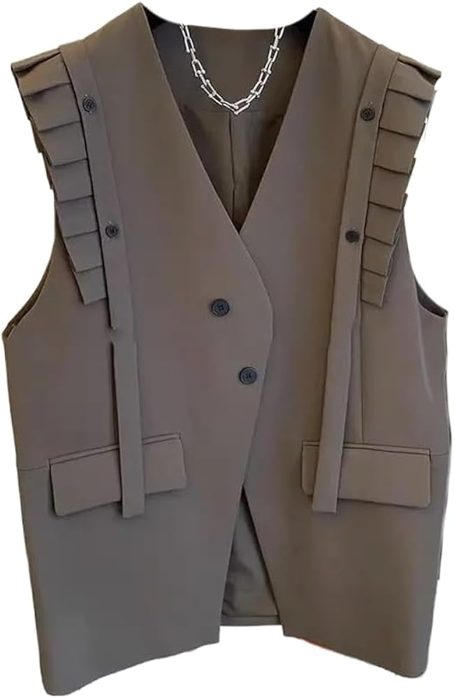 Large size women autumn style loose casual twill suit vest waistcoat jackets for