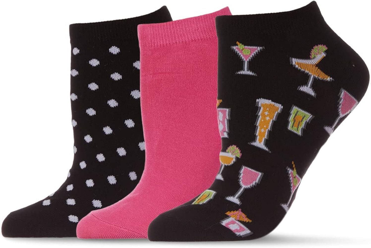 MeMoi Women's 3 Pair Pack Cocktails Rayan Blend Low-Cut Socks