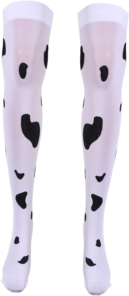 1 Pair Cow Print Stockings Christmas Thigh High Socks Cow High Socks Hosiery Stockings for Women Stocking Stuffers' Female Stocking Women's Tube Socks Super Long White