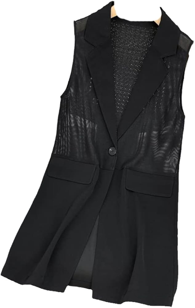 Summer Women Chiffon Solid Waistcoat Female Waistcoat Ladies Sleeveless Jacket Long Vest With Button