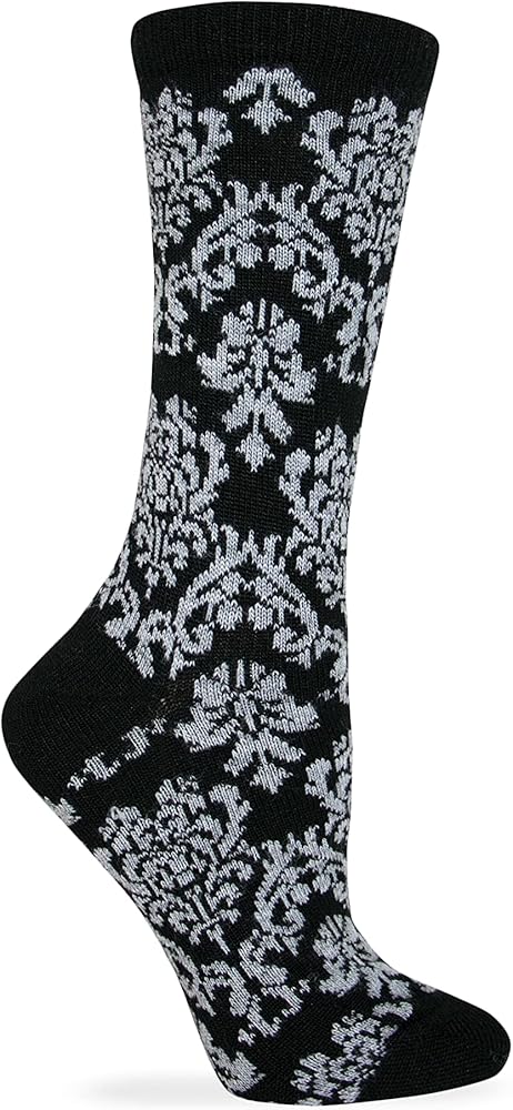 Damask Crew Socks, 1 Pair, Medium, Shoe Size W 6-9