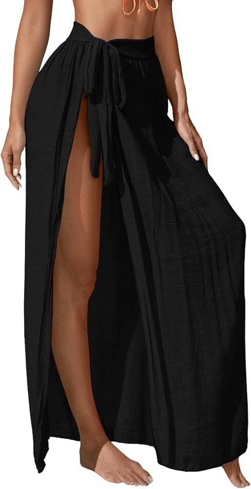 Floerns Women's Sheer Beach Swimwear Cover Up Wrap Skirt