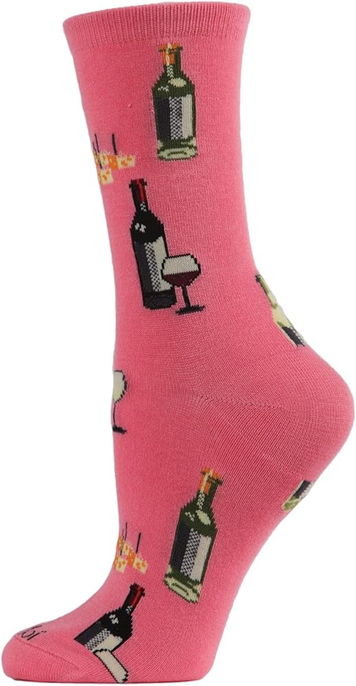 MeMoi Wine and Cheese Rayan Blend Crew Socks