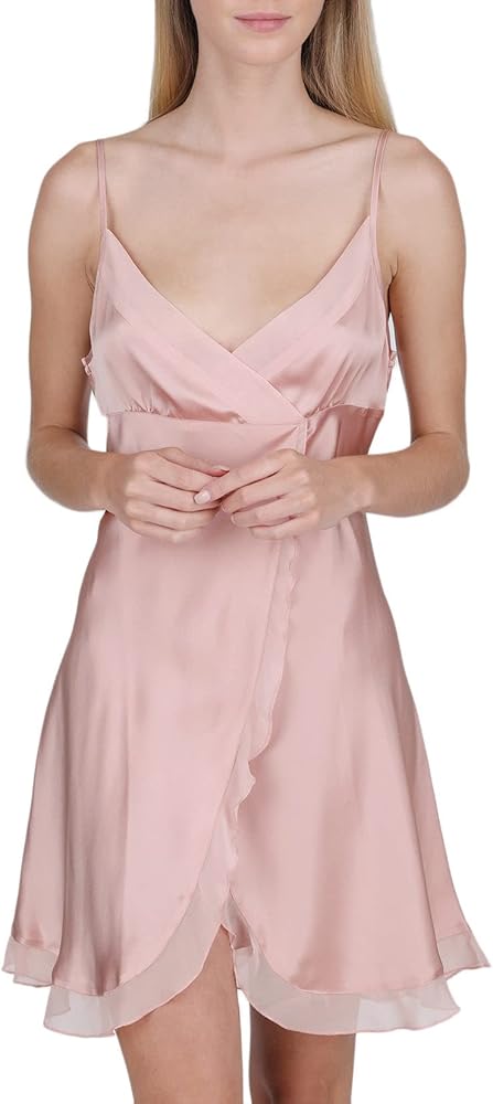 Women's Luxury Silk Sleepwear Babydoll Lingerie Nightgown 100% Silk Slip Chemise with Sexy Front Slit