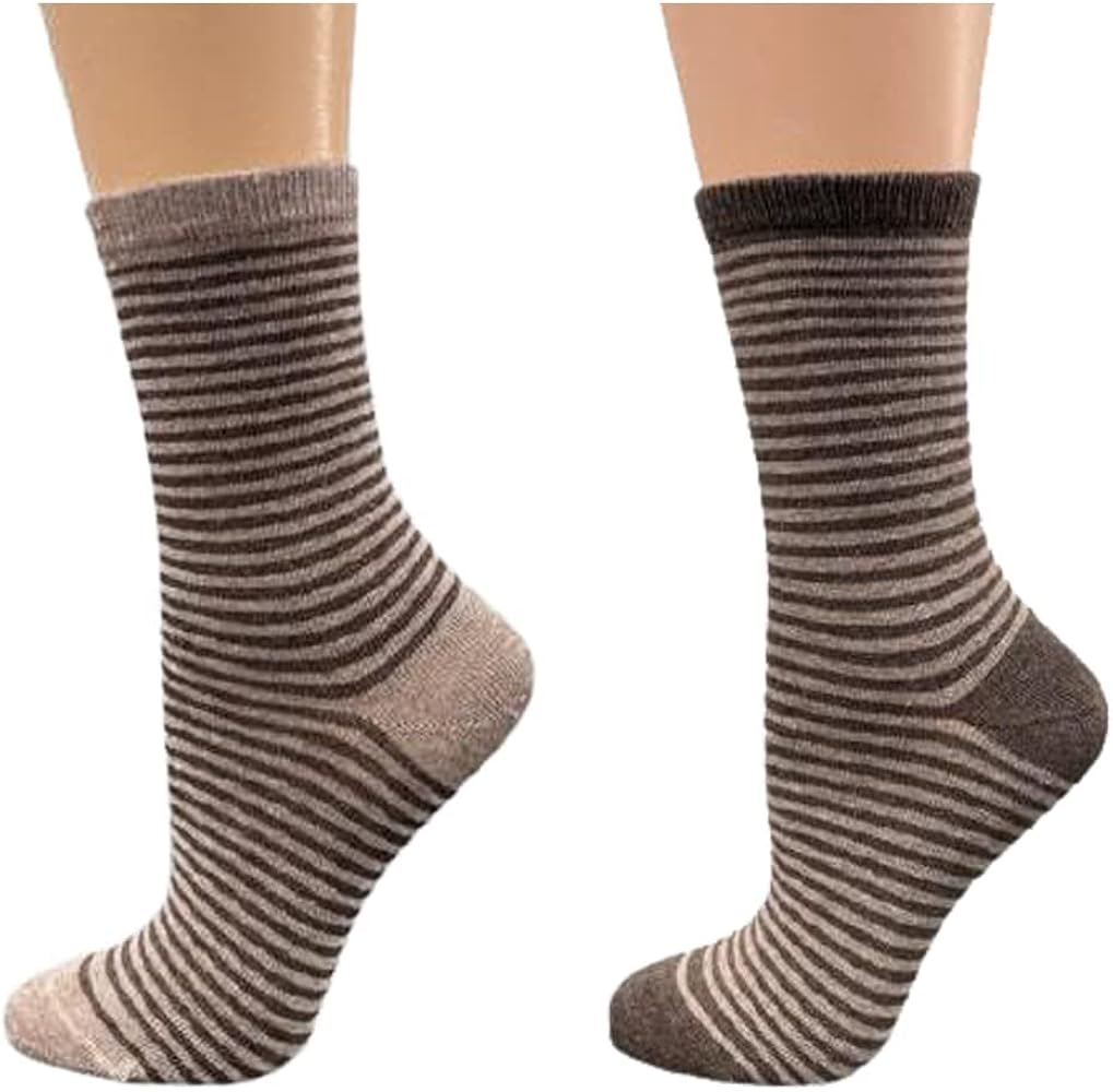 Women's Cotton Crew Socks, Striped and Pin Dot Dress Socks - Comfy Mid-Calf Casual Socks for All-Day Comfort & Elevated Style