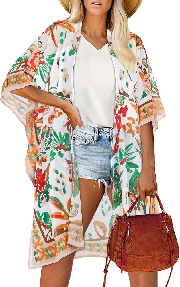 Women's Kimono Beach Cover up for Summer Bathing Suits Cardigans Casual Loose Swimwear