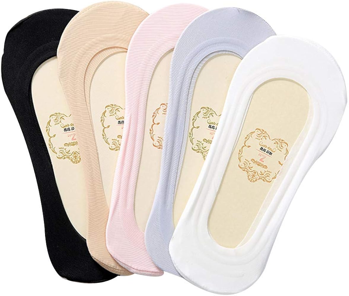 5 Pairs No Show Socks Women Men Low Cut Liner Socks Ice Silk Socks Nonslip Liner Socks No Show Socks Thin