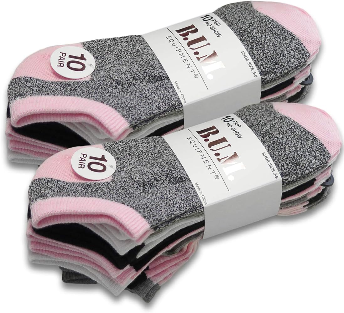 B.U.M Women's 20 Pairs of Colorful & Comfortable Lightweight Breathable Low Cut/No Show Socks