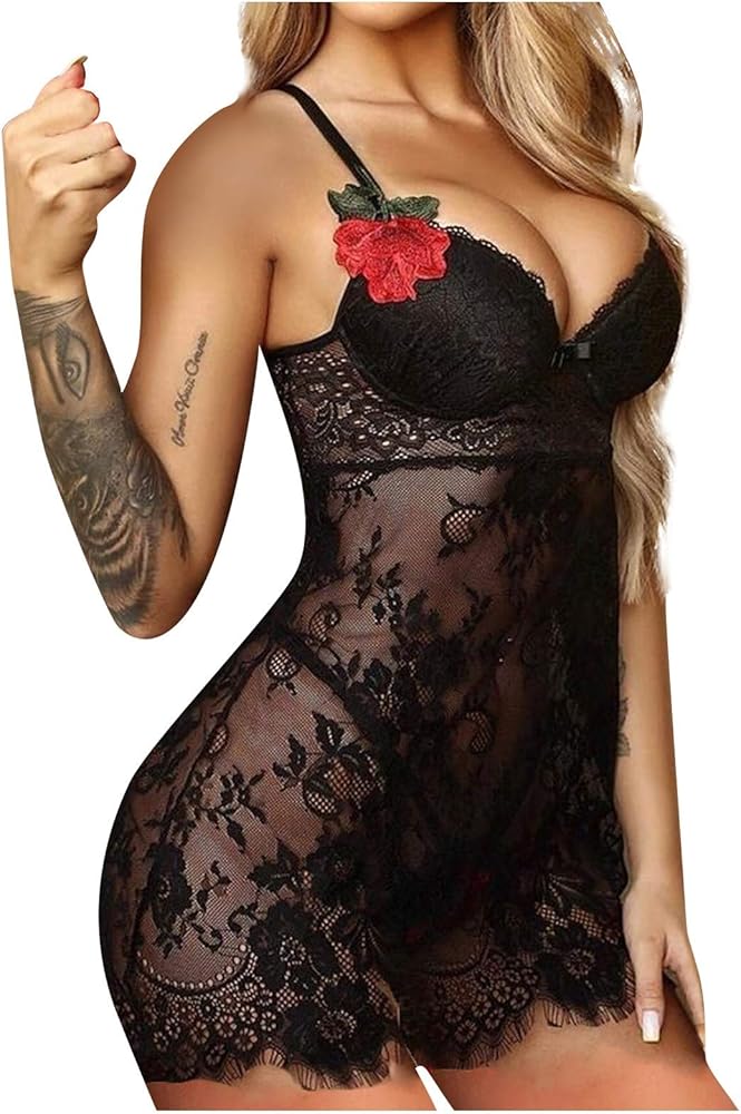 Rvidbe Sexy Christmas Lingerie For Women Christmas Lingerie for Women Red Santa Babydoll Lingerie Lace Chemise Dress