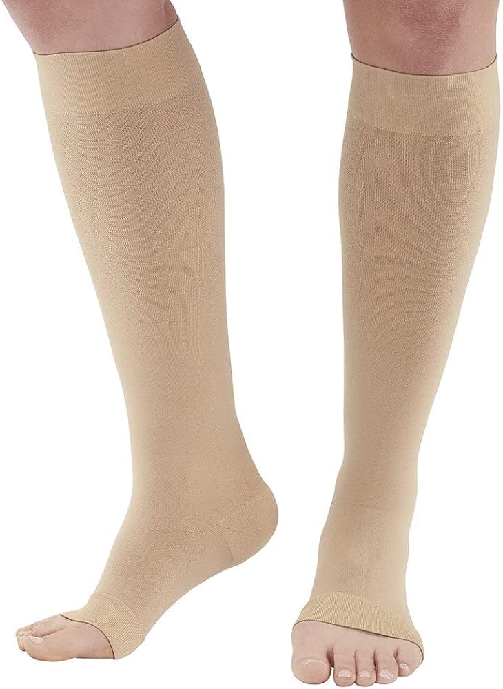 Ames Walker AW Style 291OT Luxury Opaque 20-30 mmHg Firm Compression Open Toe Knee High Stockings XXLarge