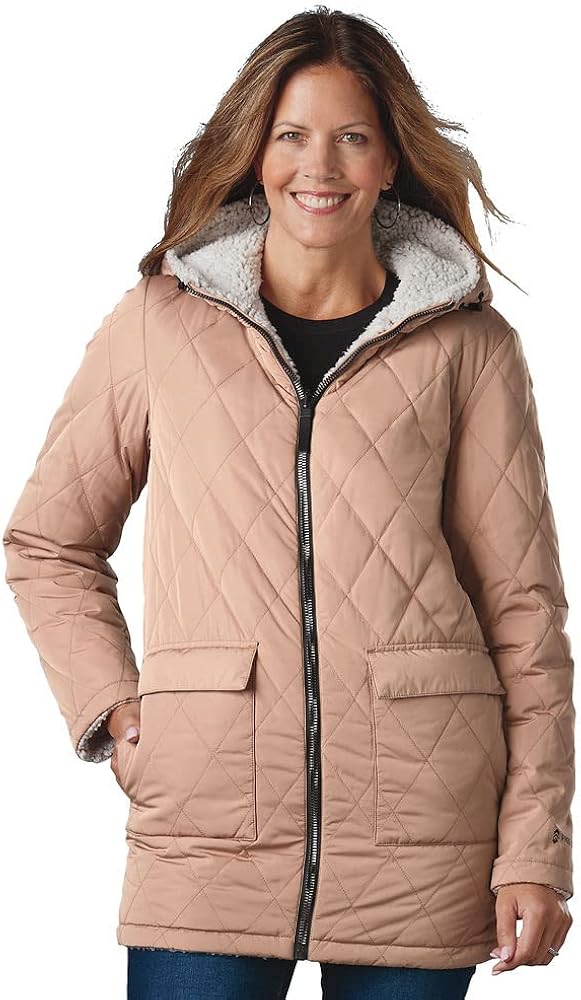 Free Country Women's Stratus Lite Reversible Long Jacket Mushroom S