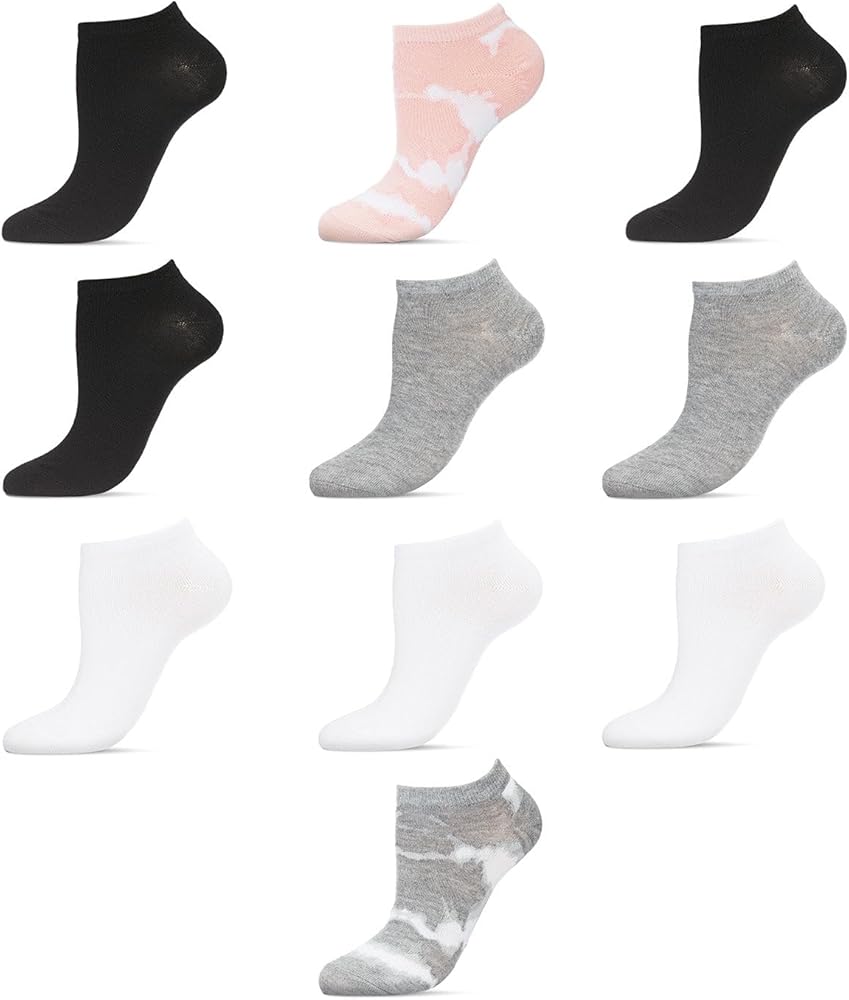 MeMoi Women's 10 Pair Pack Tie Dye/Solid Low Cut Socks