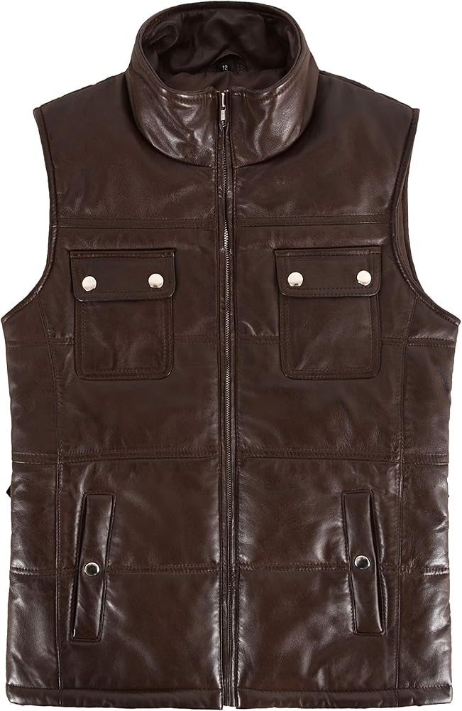 MISSY LADIES GILET Real Leather Quilted Vest Sleeveless Jacket Padded Waistcoat 9798