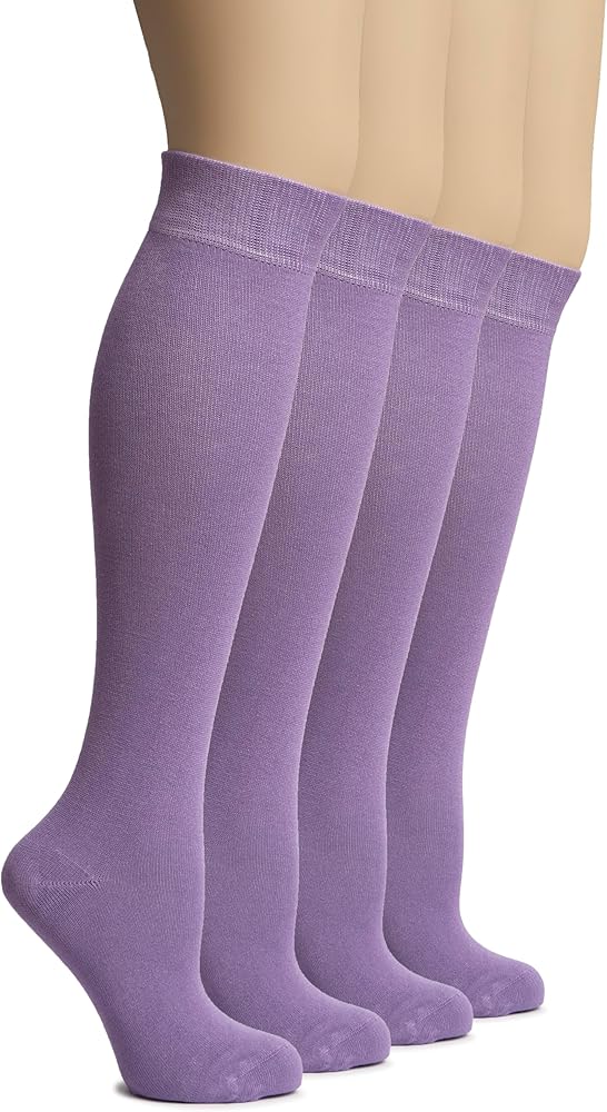 Hugh Ugoli Women's Bamboo Knee High Socks | Comfort Seam Long Dress Socks, Soft & Lightweight | Shoe Size 5-8/8-11, 4 Pairs