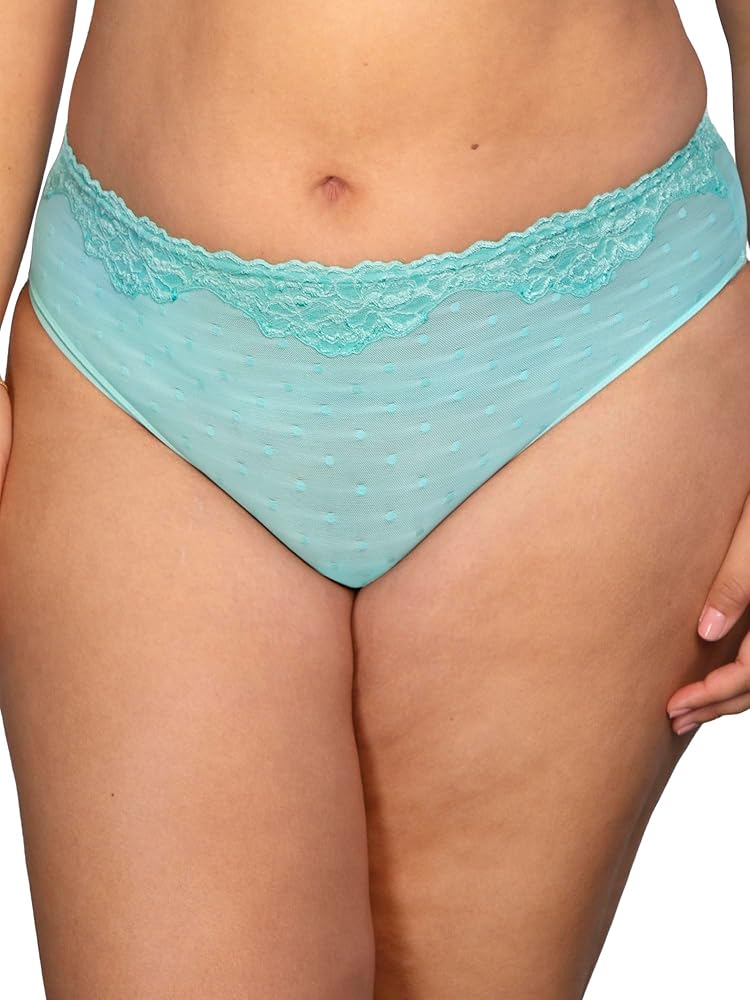 Curvy Couture Women's Sheer Whipser High Cut Brief Panty