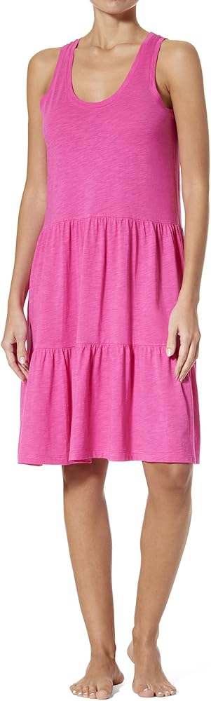 HUE Women's Slub Tiered Midi Length Lounge Dress