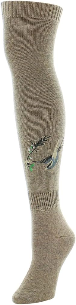 Natori Sora Bird & Vine Over The Knee Sock Black 9-11