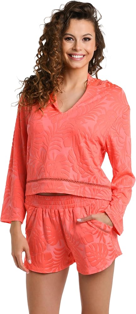 La Blanca Women's Standard Hooded Sweater Swimwear Cover Up