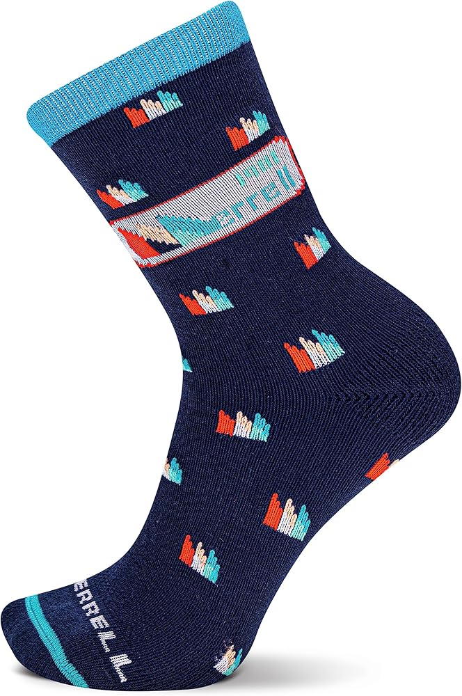 Merrell Men's and Women's Retro Logo Crew Socks-1 Pair Pack-Breathable Cotton and Mesh Zones