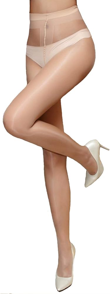 E-Laurels Women's High Waist Control Top Tights Sheer Shiny Pantyhose Silky Stockings