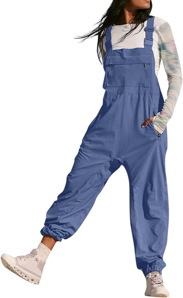 Summer Rompers For Women 2024 Loose Fit Wide Leg Jumpsuits Casual Fashion Comfy Boho Overalls with Pockets