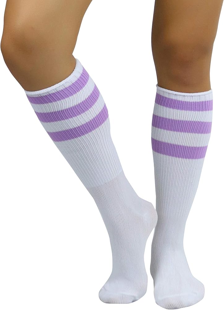 ToBeInStyle Women's Premium Below Knee Athletic Socks w/Contrasting Wide Stripes