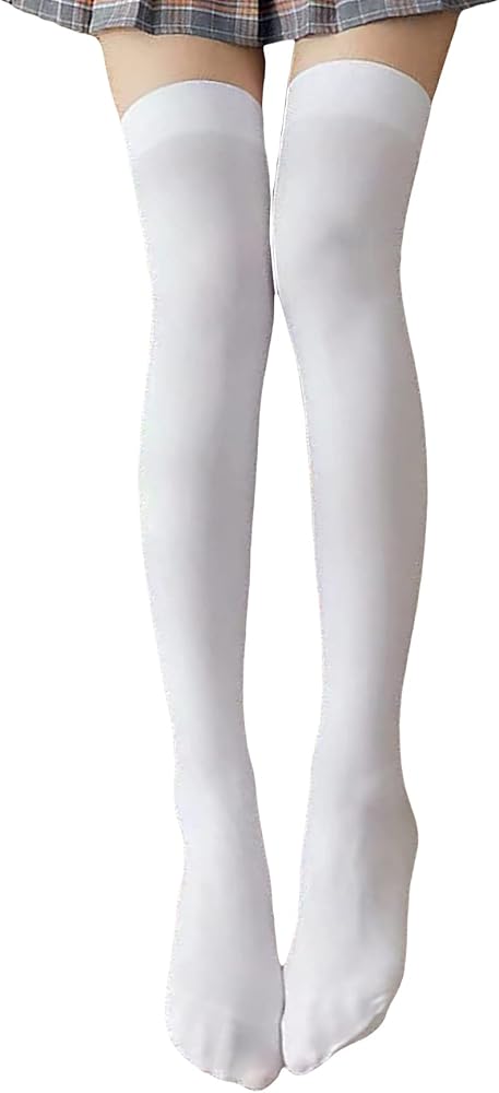 SHENHE Women's Opaque Thigh High Stockings Over The Knee Tube Socks Leg Warmers White One Size