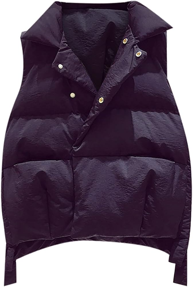 tuduoms Womens Girls Cropped Puffer Vest Warm Winter Ultra-light Down Vest Double Breasted Gilet Jacket Padded Waistcoat