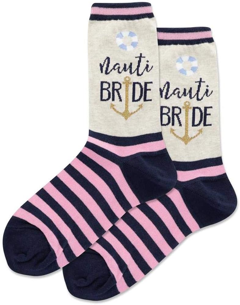 Hot Sox Womens Nauti Bride Crew Socks