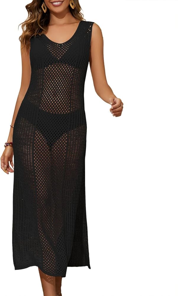 Bsubseach Womens Swimsuit Cover Ups Crochet Long Coverups Beach Dress 2024 Summer Swimwear