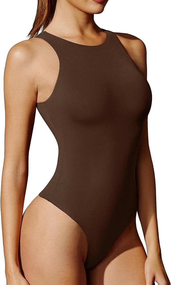 Ewedoos Bodysuits for Women Tummy Control Body Suits Womens Tank Top Bodysuit Racerback Slimming Thong Bodysuit Leotard