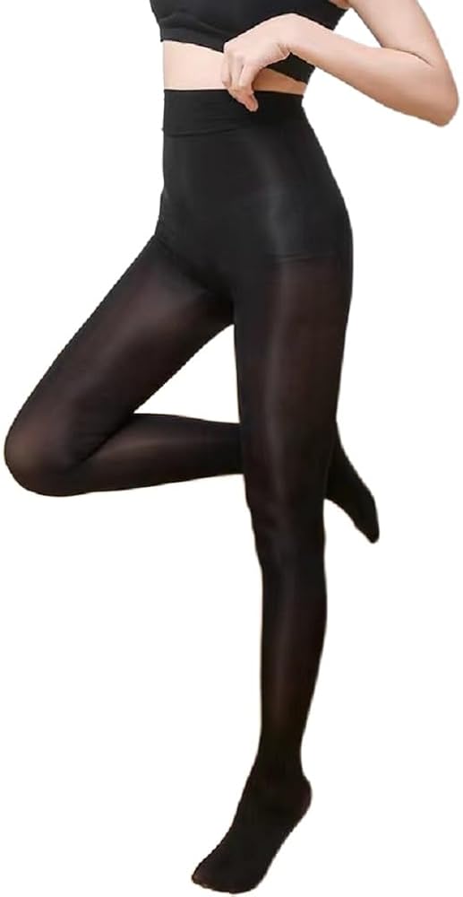 Black Plus Size Women's Shiny Sheer Tights High Waist Silk Comfort Stockings Oil Shimmery Nylons Pantyhose