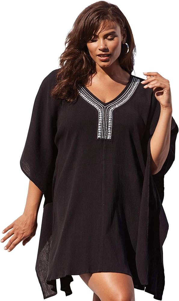 Swim 365 Women's Plus Size Jeweled Caftan