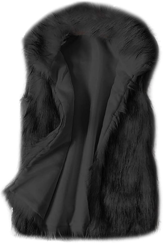 Faux Fur Jacket Vests for Women Sleeveless Waistcoat Winter Warm Coats Plush Fleece Lapel Vests Coats