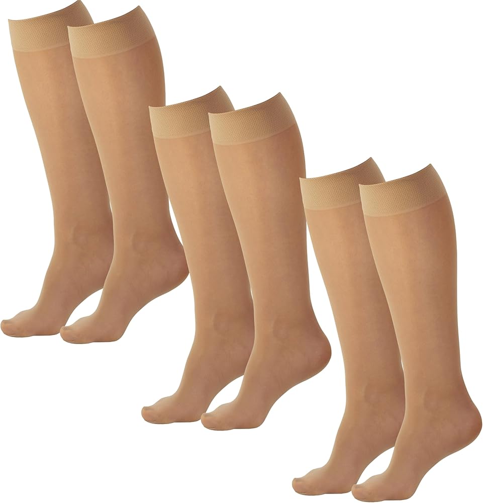 Ames Walker AW Style 76 Soft Sheer 8-15 mmHg Mild Compresion Knee High Stockings (3 Pack) man XXLarge