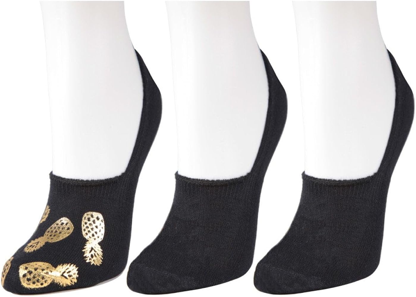 MeMoi Women's 3 Pair Pack Golden Pineapples No Show Liner Socks