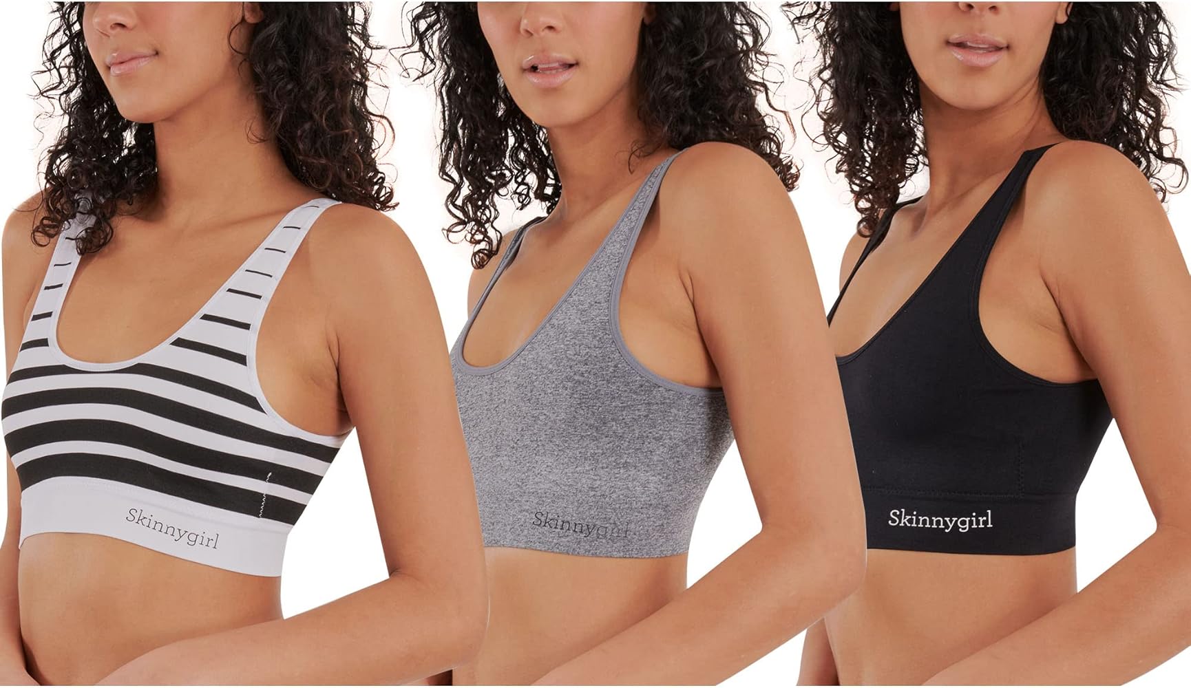 Skinnygirl Women's Multi-Pack Seamless Wirefree Bra with Removable Pads