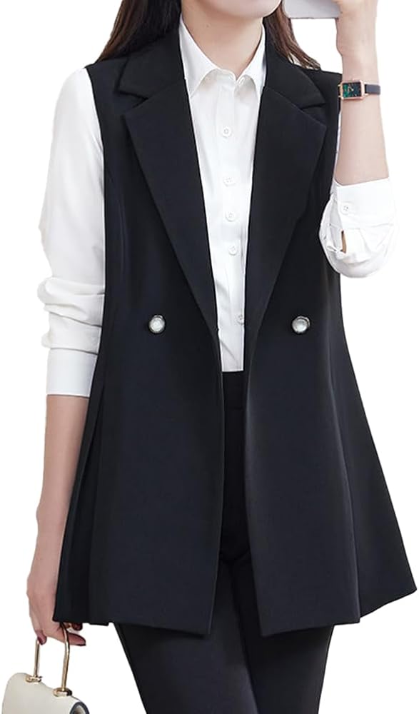 IDEALSANXUN Vest for Women Fashion Casual Notch Lapel Slim Fit Sleeveless Blazer Jackets