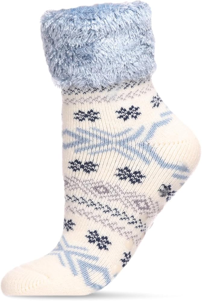 MeMoi Women's Fair Isle Plush Lined Cabin Socks